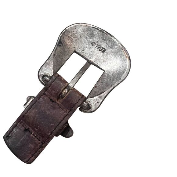 Men's Vintage Western Steer Head Concho Leather Belt Brown One Size - Picture 3 of 8